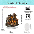 Bohemian Style 2D Flat Acrylic Ornaments with Forest Bookstore Theme for Home and Office Desk Decoration Props