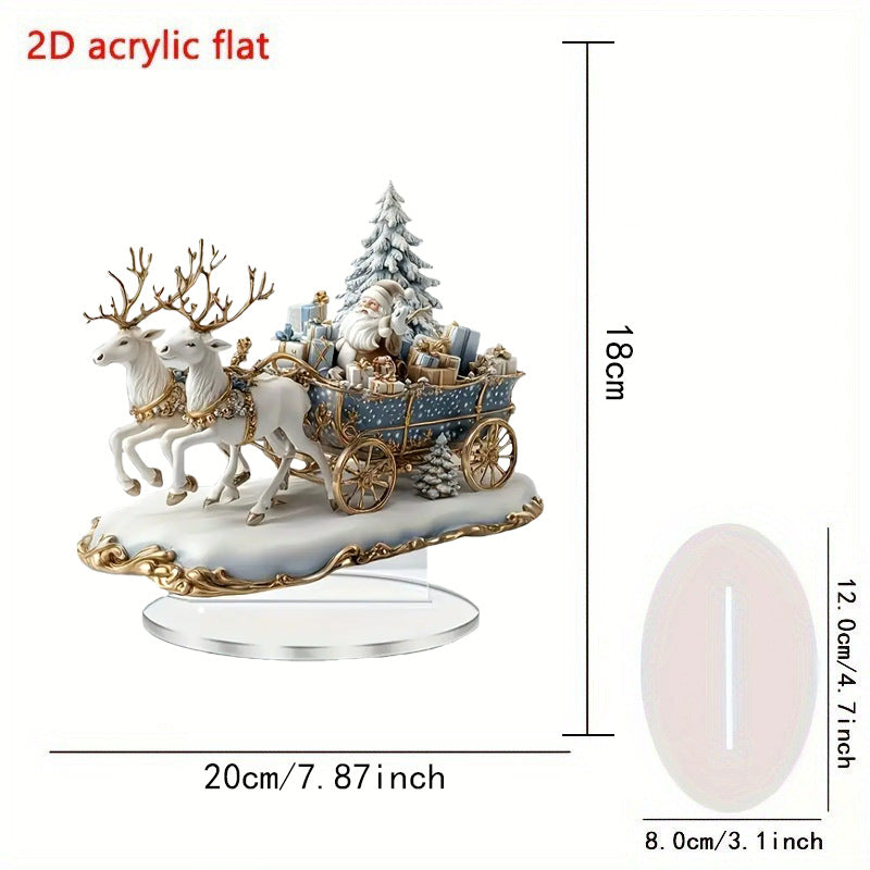 Cross-Border 2D Acrylic Christmas Igloo Santa Claus Reindeer Snowman Desktop Ornaments