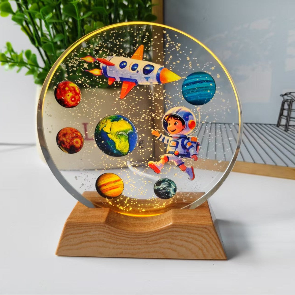 Starry Sky Universe Galaxy 3D Stereo Laser Color Printing Inner Carved Crystal Ball Luminous Night Light Ornaments