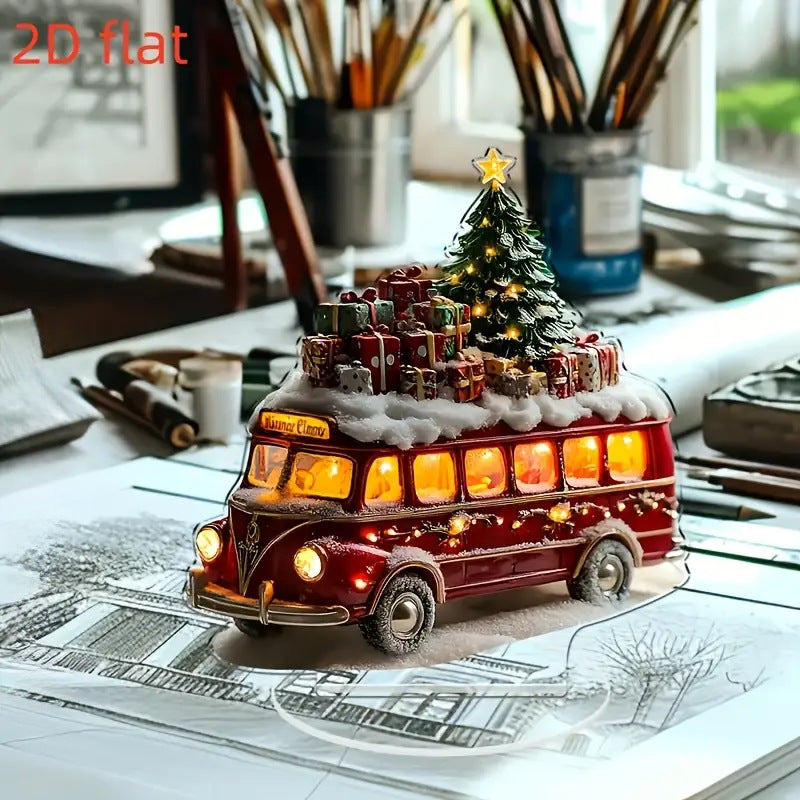 Cross-Border 2D Acrylic Christmas Igloo Santa Claus Reindeer Snowman Desktop Ornaments
