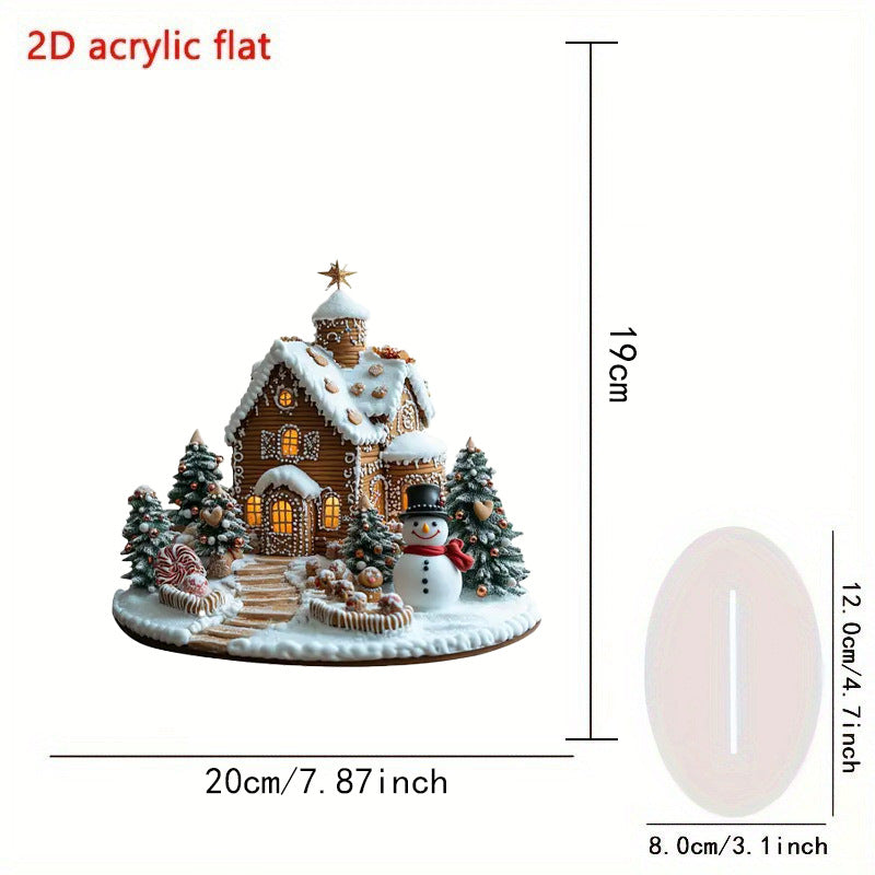 Cross-Border 2D Acrylic Christmas Igloo Santa Claus Reindeer Snowman Desktop Ornaments