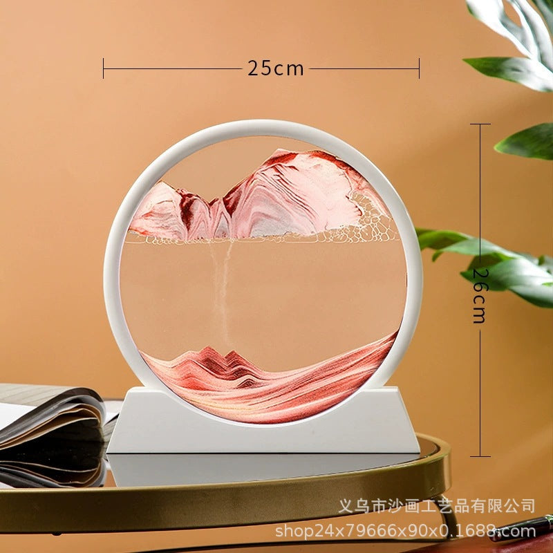 Source Factory Cross-border Explosions Creative 3D quicksand Painting Ornaments Small Hill Crafts Home Decompression Gift Round