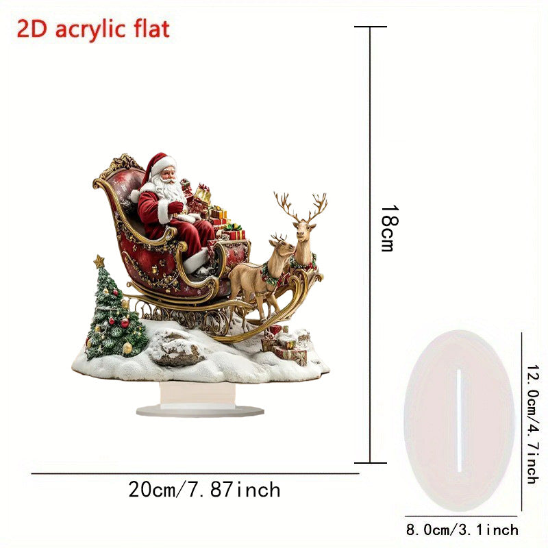 Cross-Border 2D Acrylic Christmas Igloo Santa Claus Reindeer Snowman Desktop Ornaments