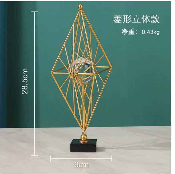 Scandinavian Style Accessible Luxury Golden Iron Leaf Decorations High-End Niche Living Room Tv Cabinet Wine Cabinet Desktop Decorations
