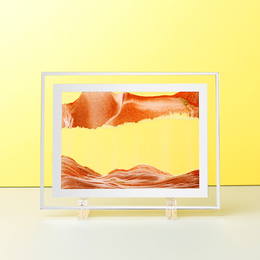创意3d玻璃流沙画摆件沙漏山水画家居装饰工艺品礼物摆设跨境批发