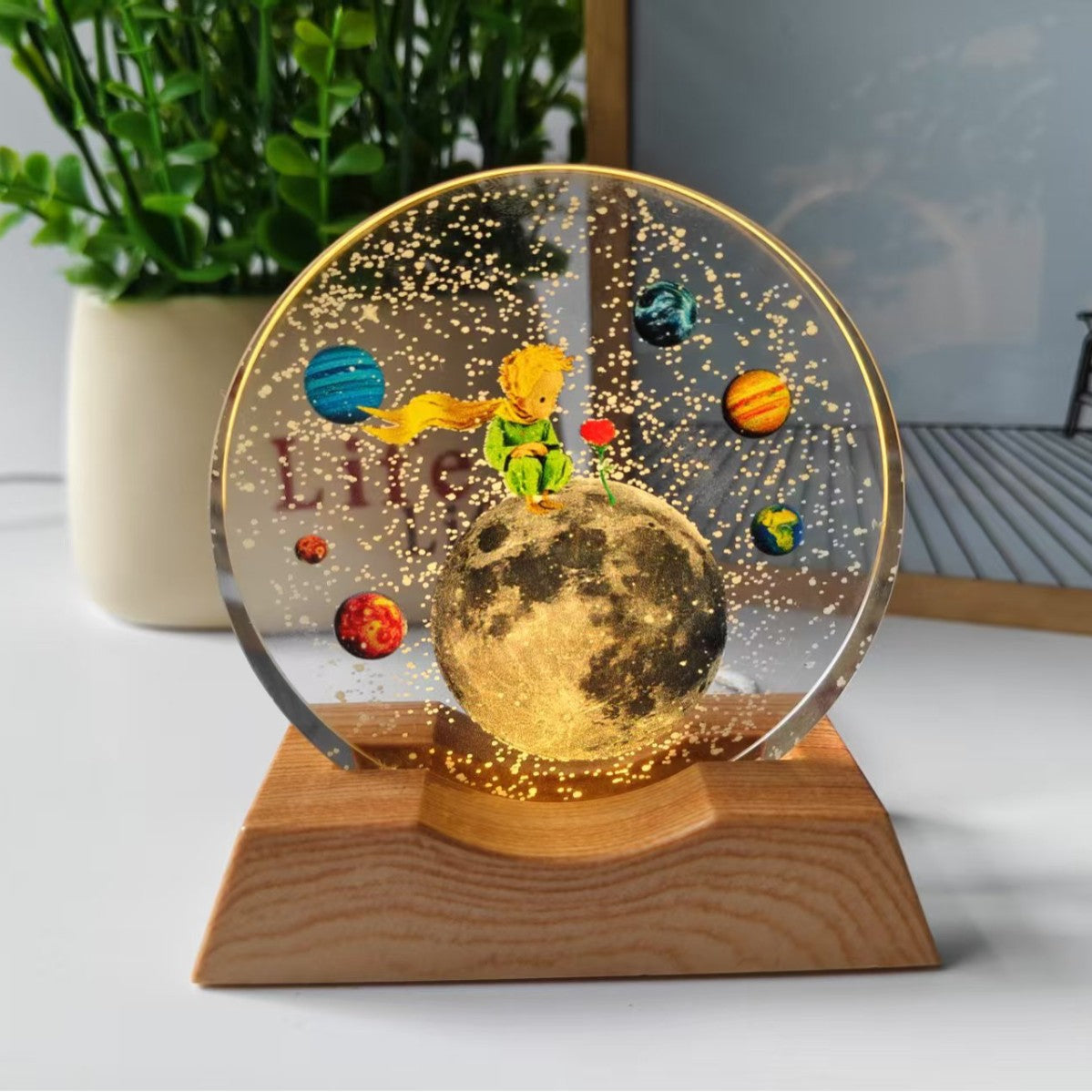 Starry Sky Universe Galaxy 3D Stereo Laser Color Printing Inner Carved Crystal Ball Luminous Night Light Ornaments