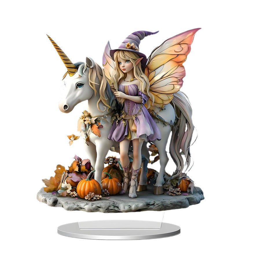 Cross-Border New Product Unicorn White Horse and Fairy 2D Acrylic Flat Stand Home Desktop Decoration Gift Ornaments