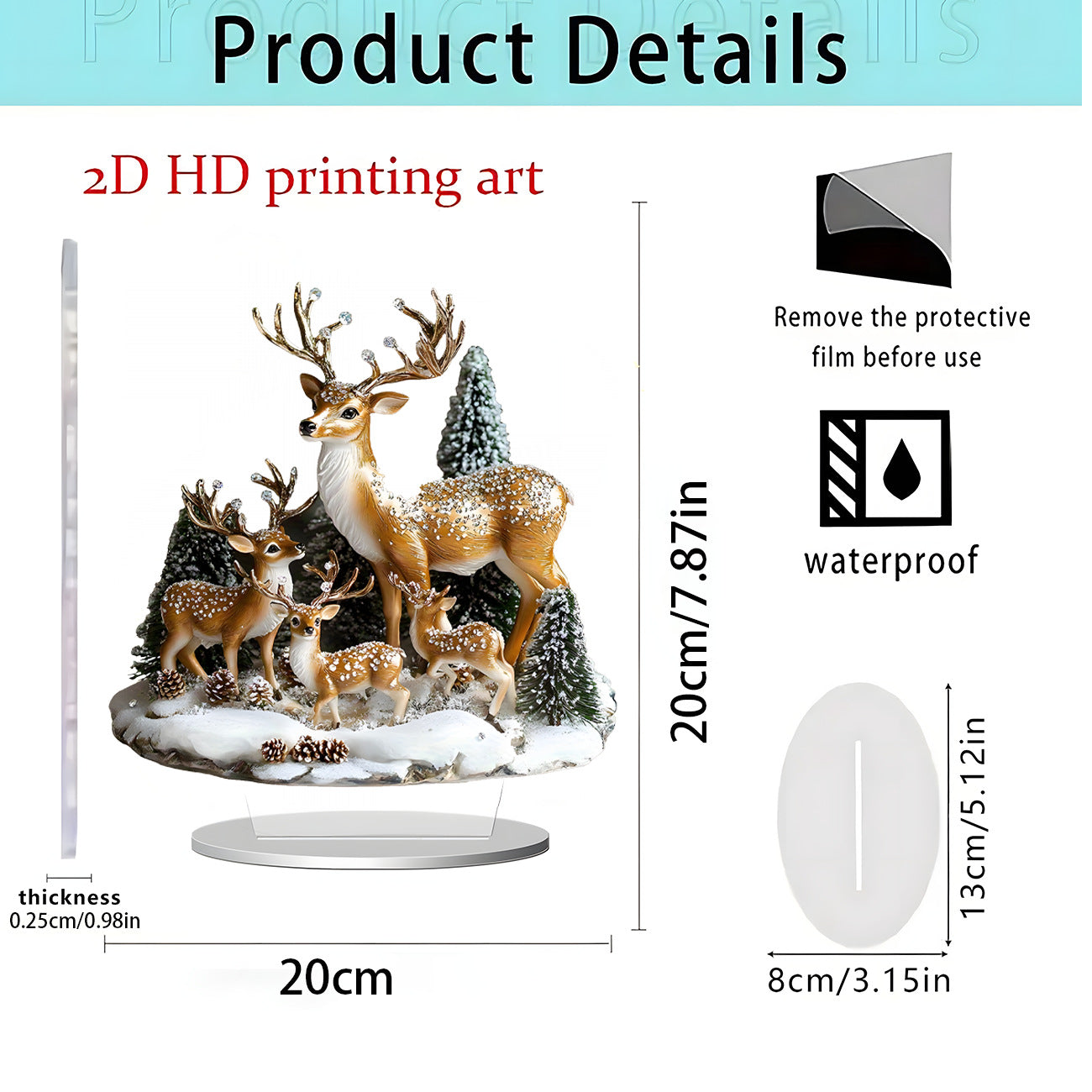 Cross-Border New Product Bohemian Style Santa Claus Reindeer Acrylic Flat Home Desktop Decoration Ornaments