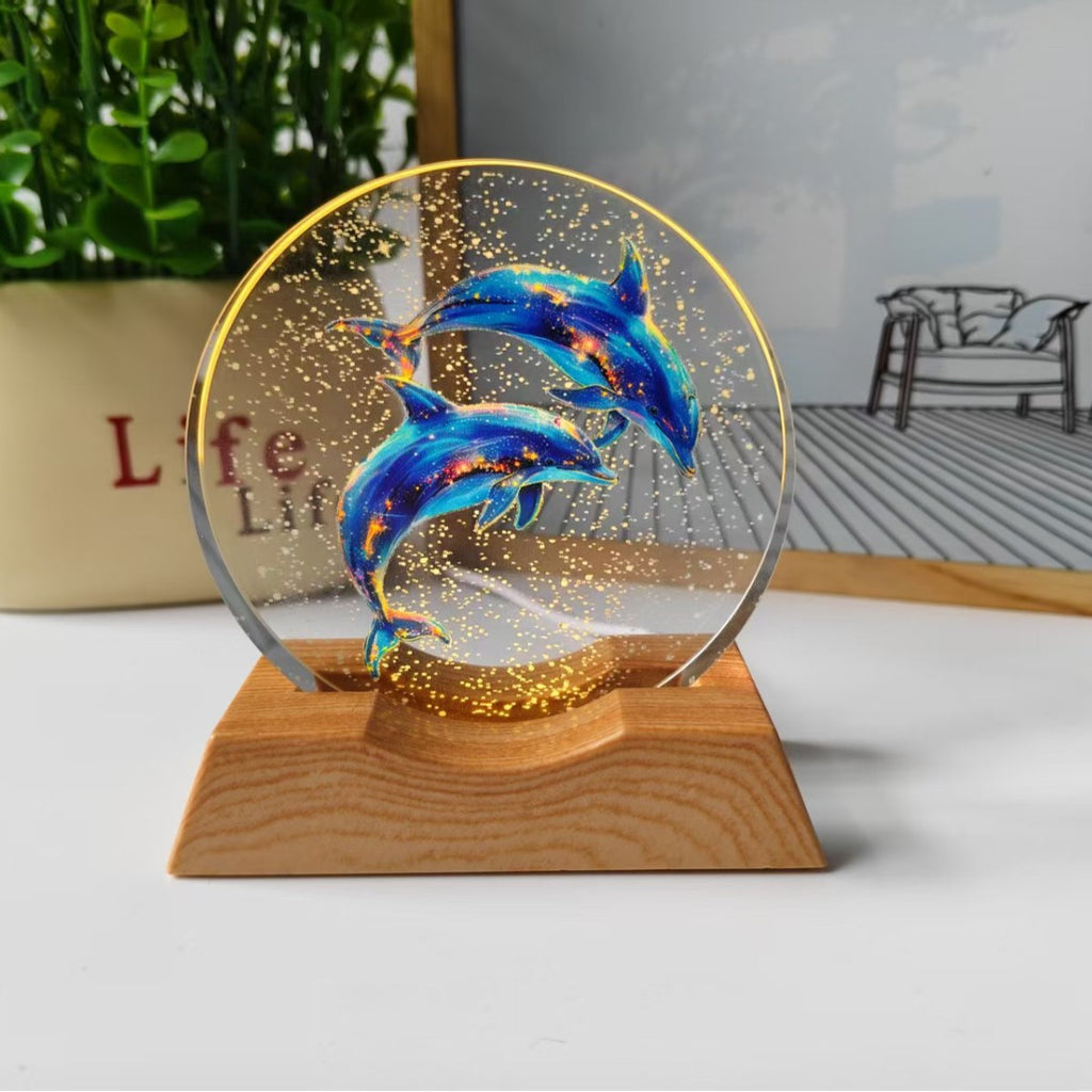 Starry Sky Universe Galaxy 3D Stereo Laser Color Printing Inner Carved Crystal Ball Luminous Night Light Ornaments