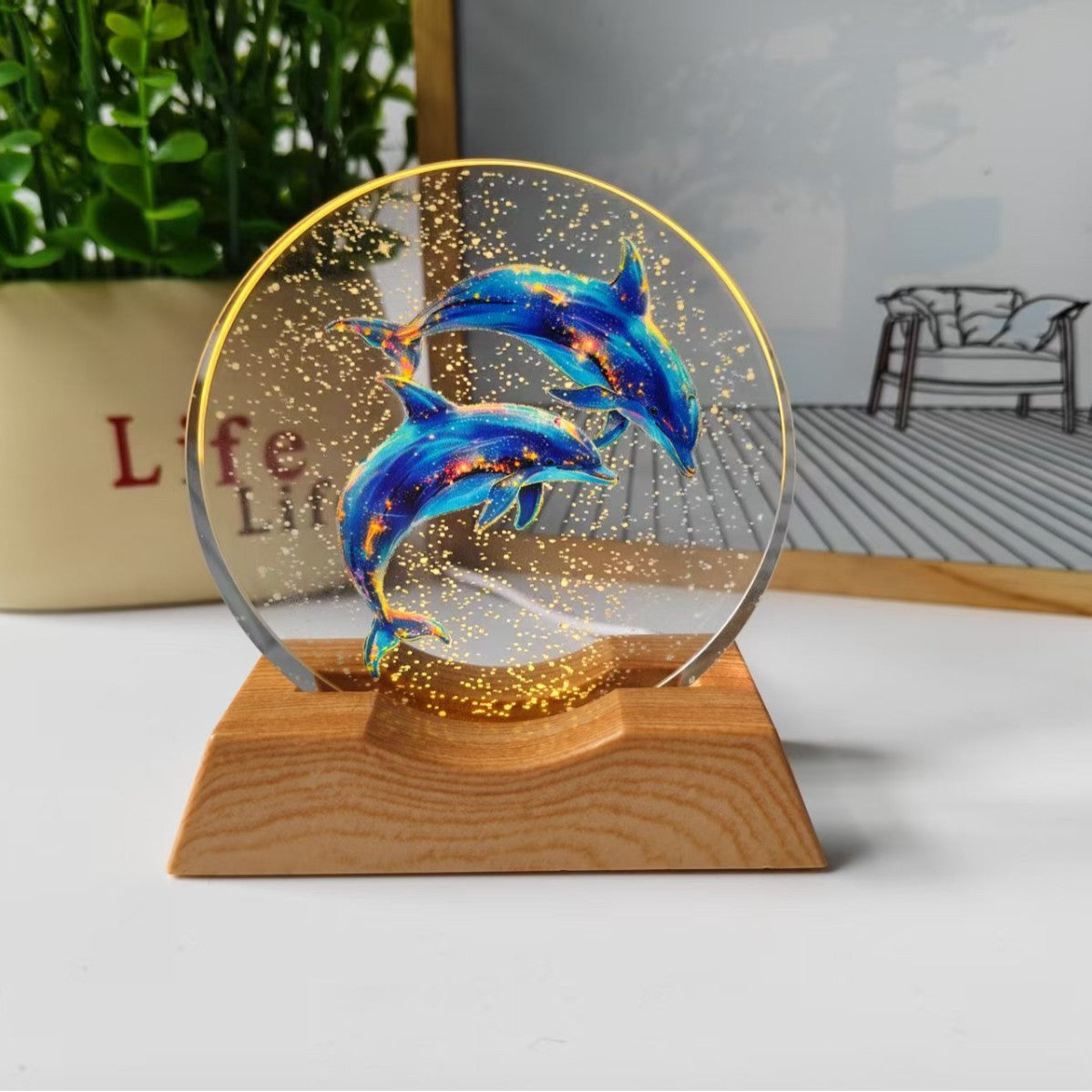 Starry Sky Universe Galaxy 3D Stereo Laser Color Printing Inner Carved Crystal Ball Luminous Night Light Ornaments