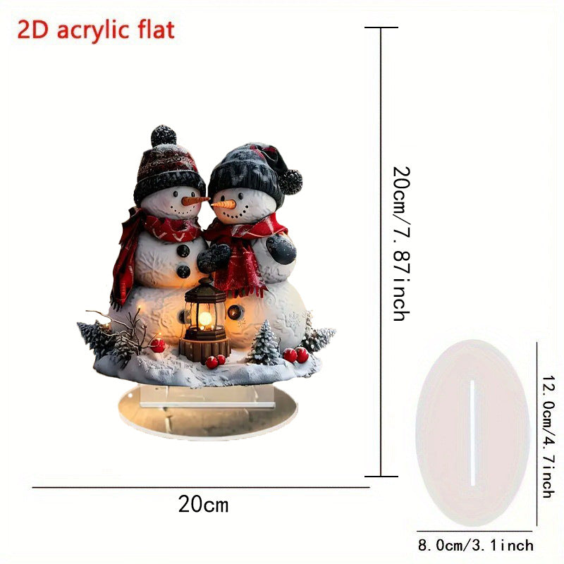 Cross-Border 2D Acrylic Christmas Igloo Santa Claus Reindeer Snowman Desktop Ornaments