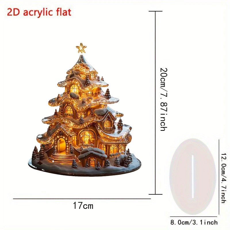 Cross-Border 2D Acrylic Christmas Igloo Santa Claus Reindeer Snowman Desktop Ornaments