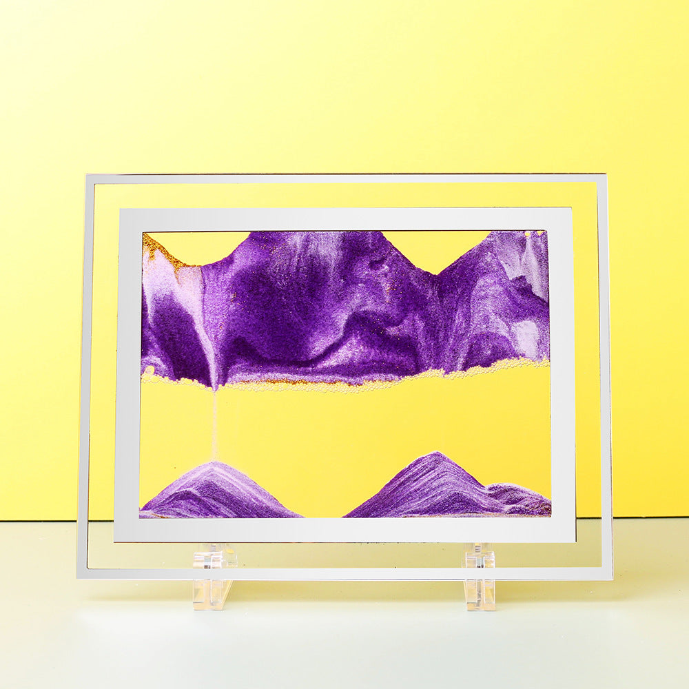 创意3d玻璃流沙画摆件沙漏山水画家居装饰工艺品礼物摆设跨境批发