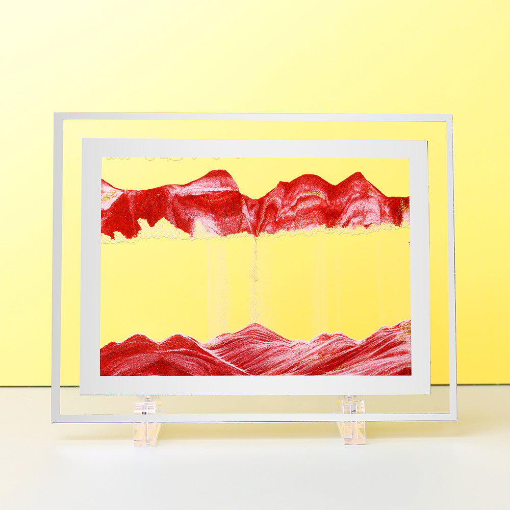 创意3d玻璃流沙画摆件沙漏山水画家居装饰工艺品礼物摆设跨境批发