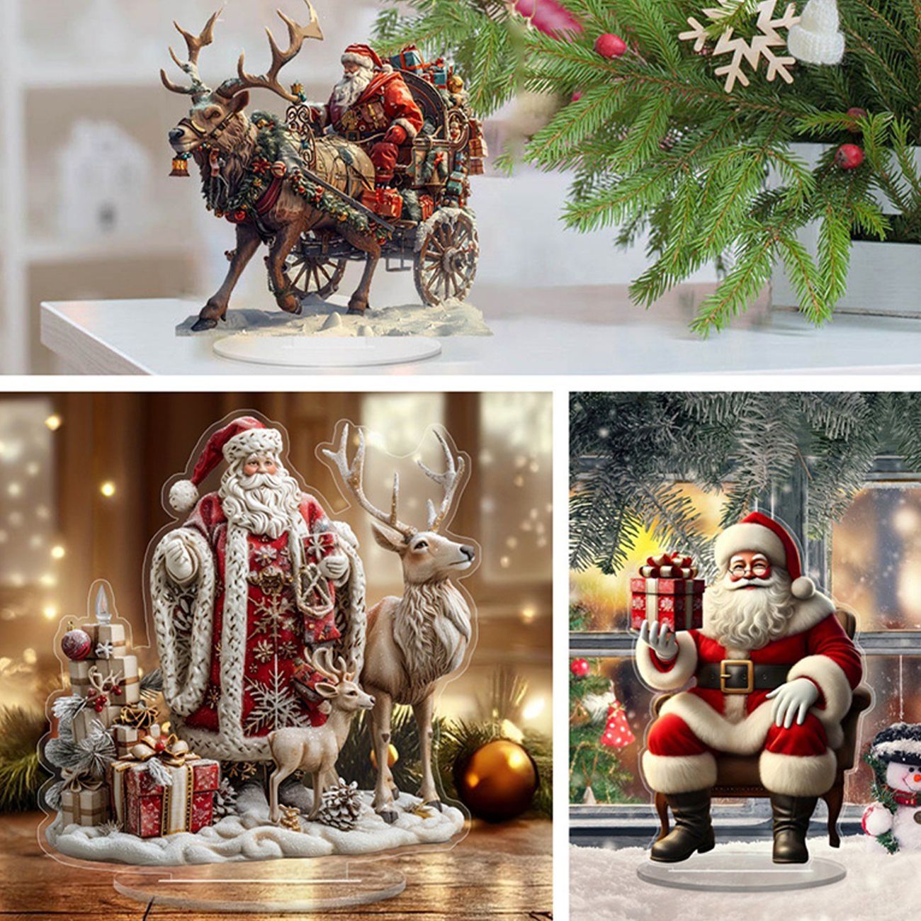 Cross-Border New Christmas Igloo Santa Claus Reindeer 2D Acrylic Flat Home Desktop Decoration