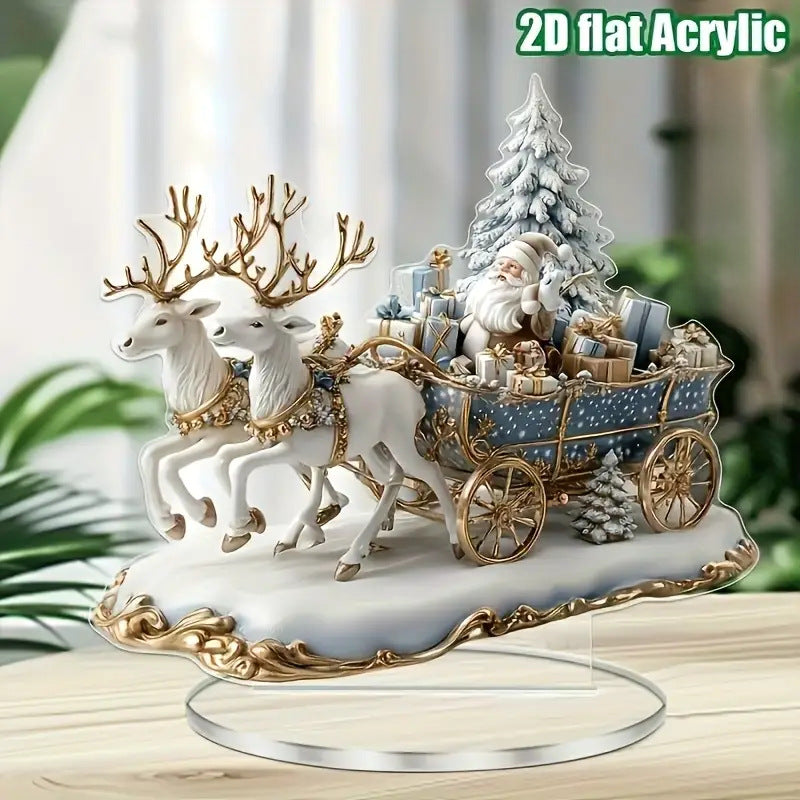 Cross-Border 2D Acrylic Christmas Igloo Santa Claus Reindeer Snowman Desktop Ornaments