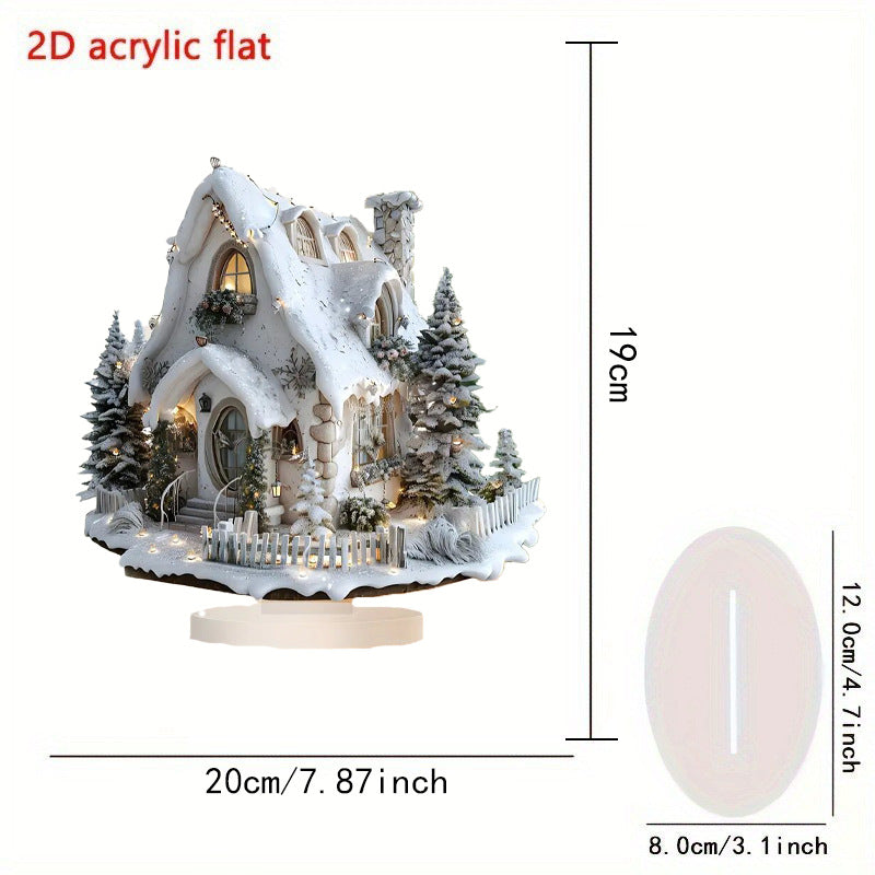 Cross-Border 2D Acrylic Christmas Igloo Santa Claus Reindeer Snowman Desktop Ornaments