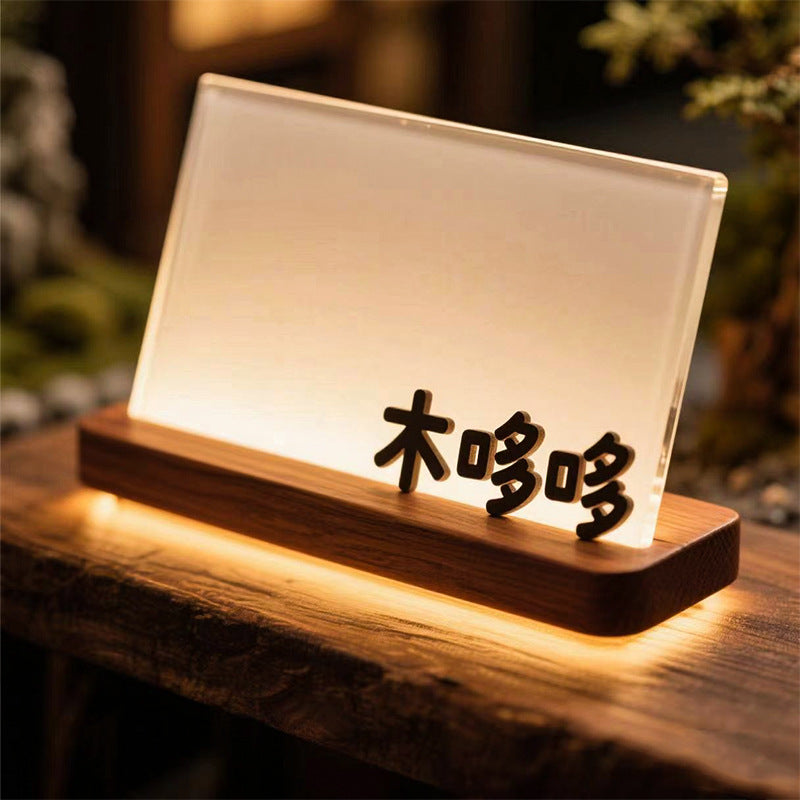 Hammer Painting Wooden Luminous Base Charging Long Acrylic Night Light Desktop Ornaments LED Wood Base