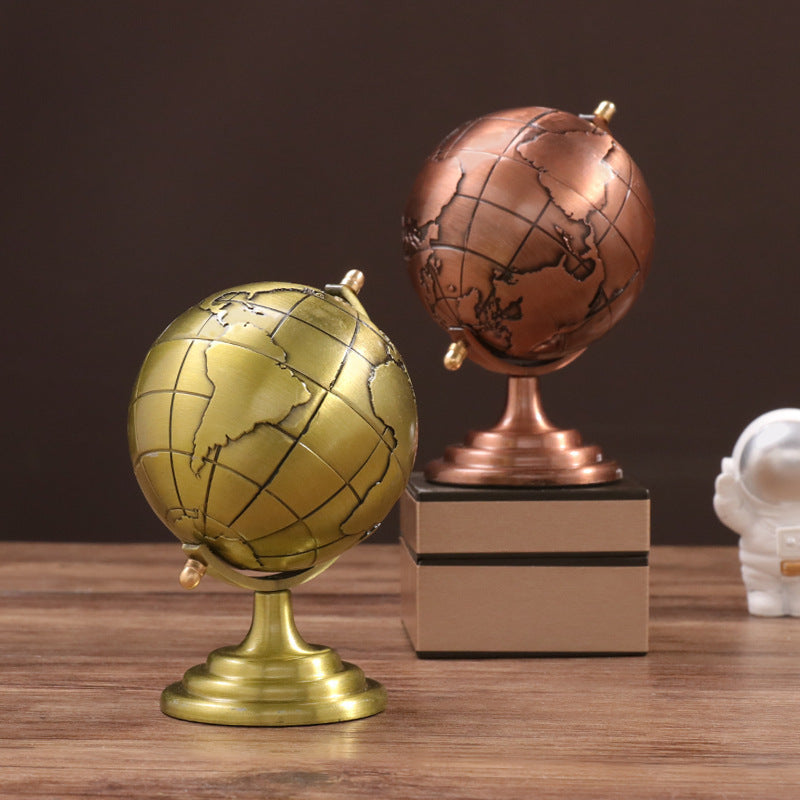 Retro Alloy Globe Ornaments Office Study Home Living Room Furnishings Wine Cabinet Decorations Metal Crafts