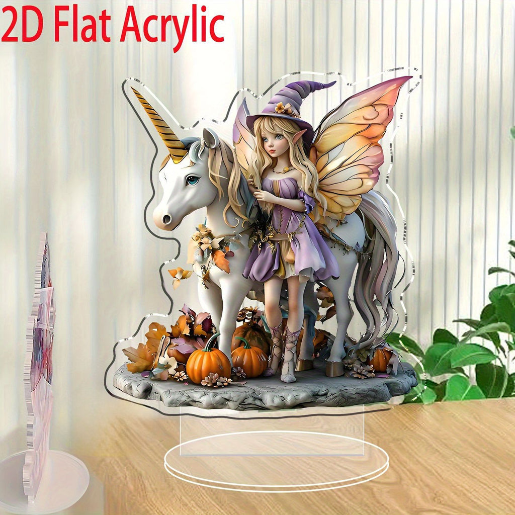 Cross-Border New Product Unicorn White Horse and Fairy 2D Acrylic Flat Stand Home Desktop Decoration Gift Ornaments