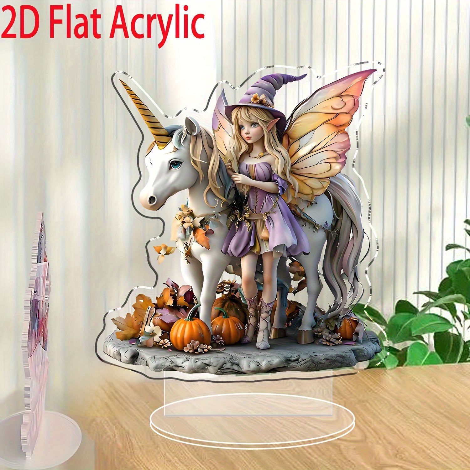Cross-Border New Product Unicorn White Horse and Fairy 2D Acrylic Flat Stand Home Desktop Decoration Gift Ornaments