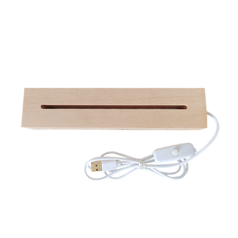 Hammer Painting Wooden Luminous Base Charging Long Acrylic Night Light Desktop Ornaments LED Wood Base