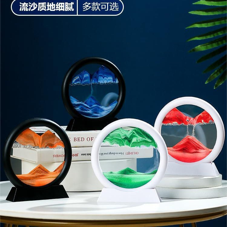 Source Factory Cross-border Explosions Creative 3D quicksand Painting Ornaments Small Hill Crafts Home Decompression Gift Round