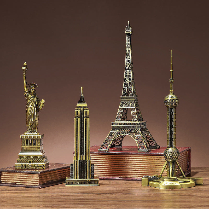 Landmark Building Model Ornaments, High-End Cross-Border Metal Crafts, Living Room Office Desktop Iron Art Decorations
