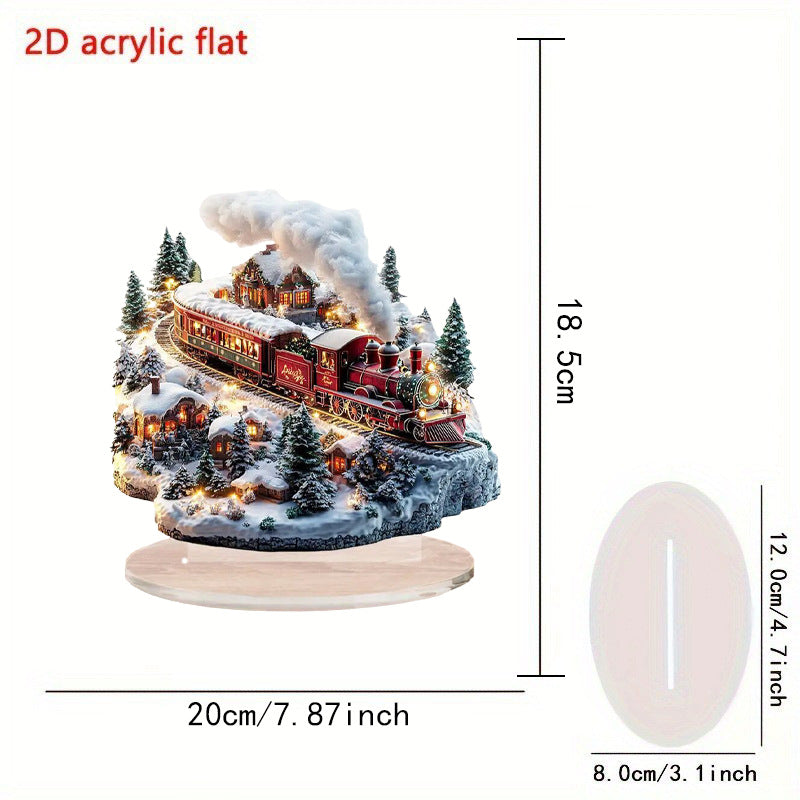 Cross-Border 2D Acrylic Christmas Igloo Santa Claus Reindeer Snowman Desktop Ornaments