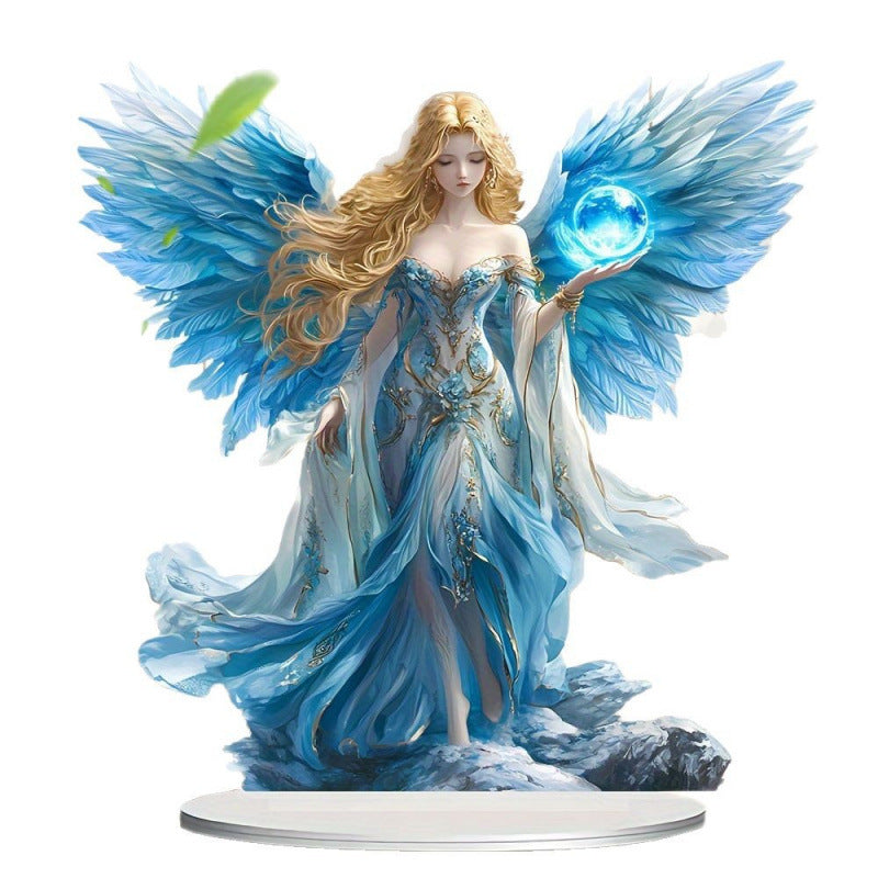 Cross-border New Products Guardian Angel Statue Acrylic Ornaments 2D Flat Decorative Multifunctional Decoration Holiday Ornaments