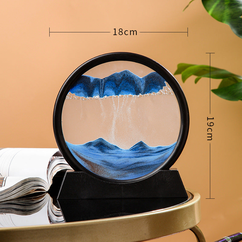 Source Factory Cross-border Explosions Creative 3D quicksand Painting Ornaments Small Hill Crafts Home Decompression Gift Round