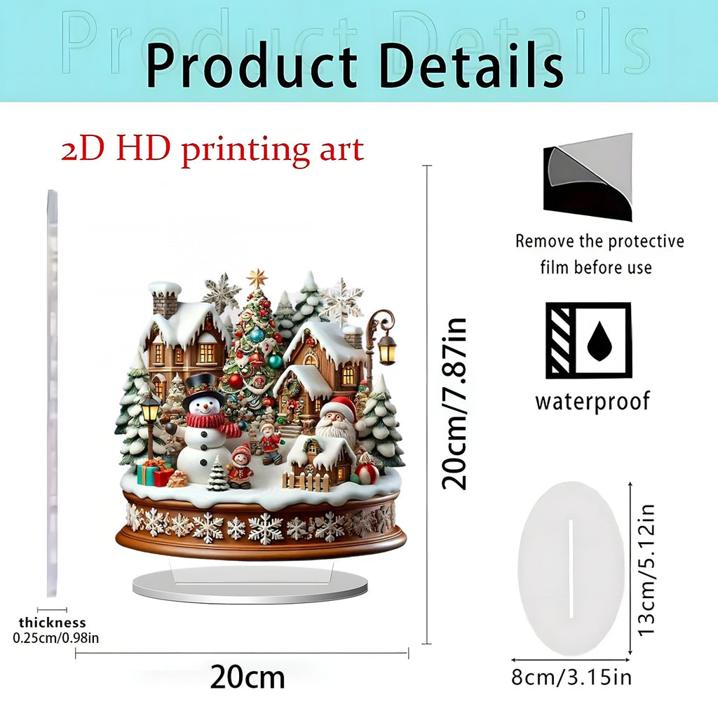 Cross-Border New Christmas Igloo Santa Claus Reindeer 2D Acrylic Flat Home Desktop Decoration