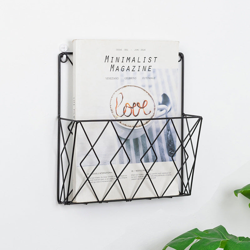 Home Decoration Wall Magazine Newspaper Storage Wall Storage Rack Simple Style High-End Iron Storage Rack Stereo