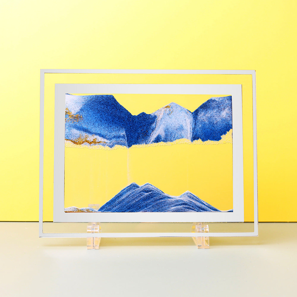 创意3d玻璃流沙画摆件沙漏山水画家居装饰工艺品礼物摆设跨境批发