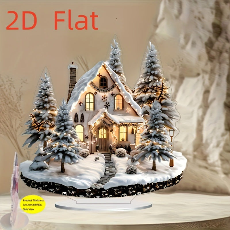 Bohemian Style 2D Flat Acrylic Ornaments with Forest Bookstore Theme for Home and Office Desk Decoration Props