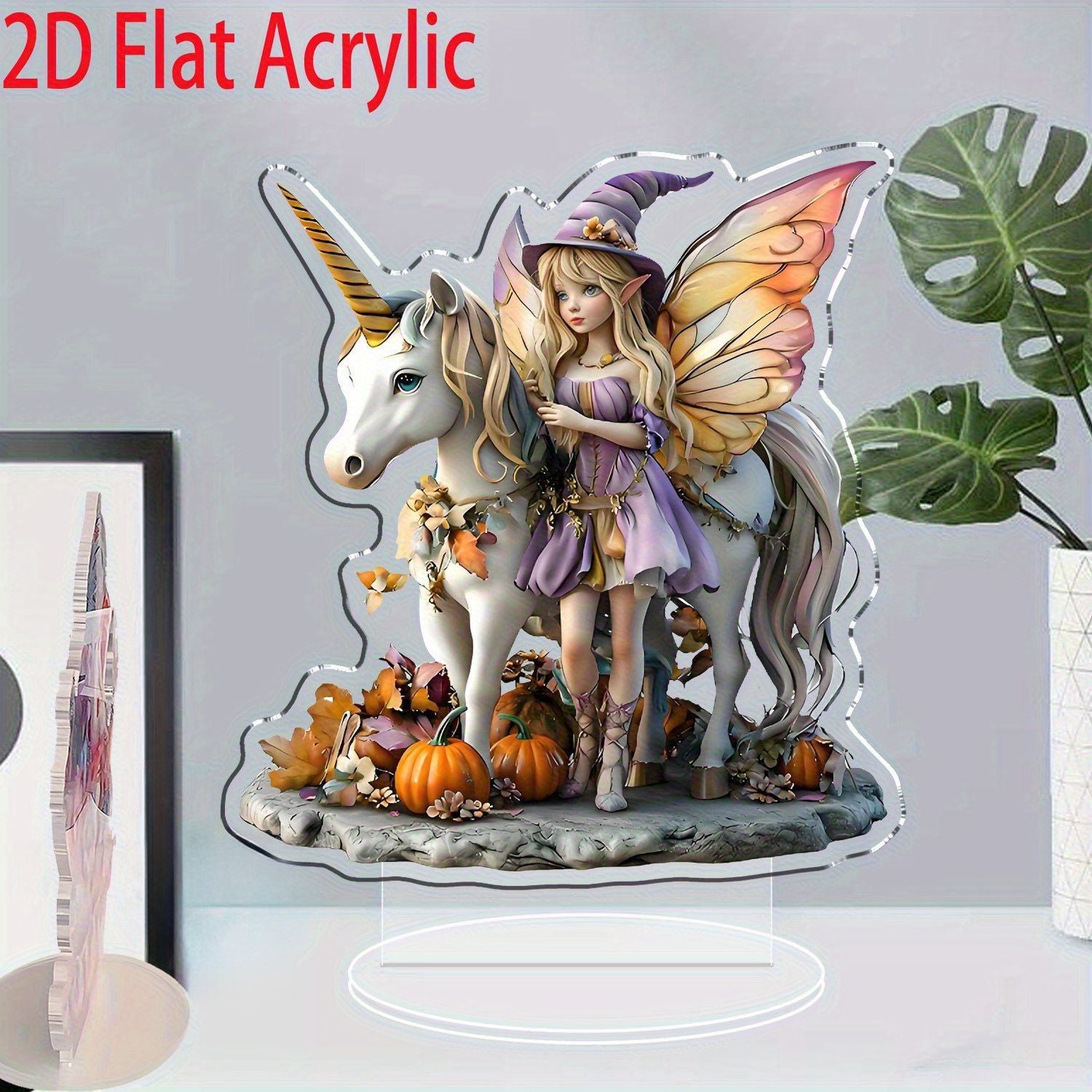 Cross-Border New Product Unicorn White Horse and Fairy 2D Acrylic Flat Stand Home Desktop Decoration Gift Ornaments