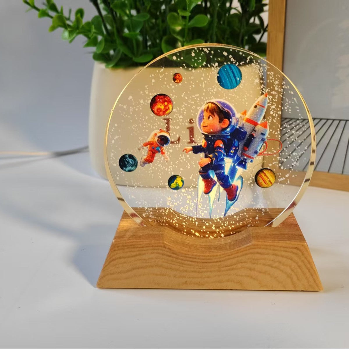 Starry Sky Universe Galaxy 3D Stereo Laser Color Printing Inner Carved Crystal Ball Luminous Night Light Ornaments
