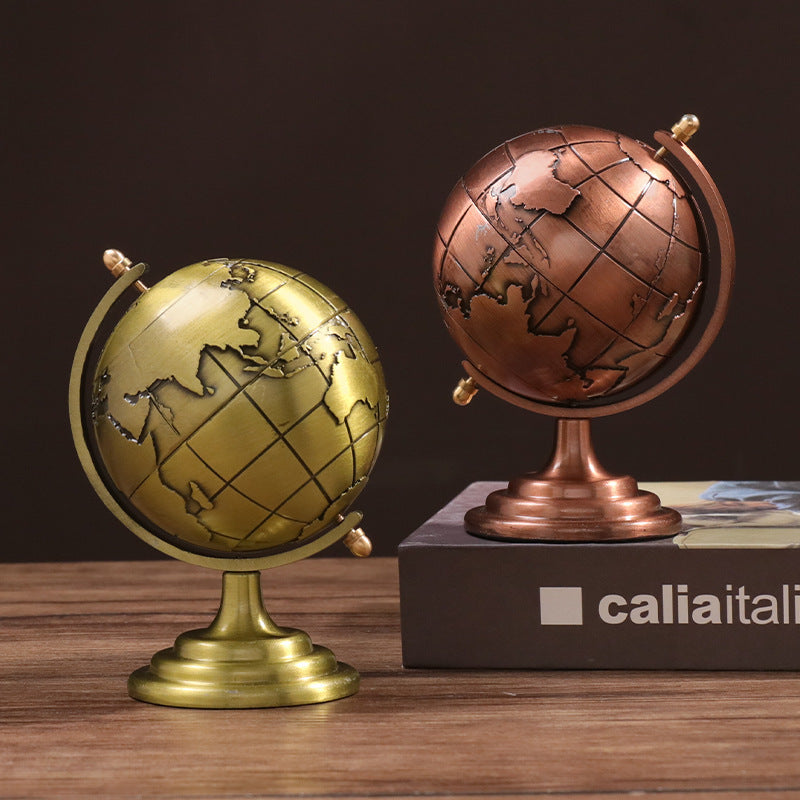 Retro Alloy Globe Ornaments Office Study Home Living Room Furnishings Wine Cabinet Decorations Metal Crafts