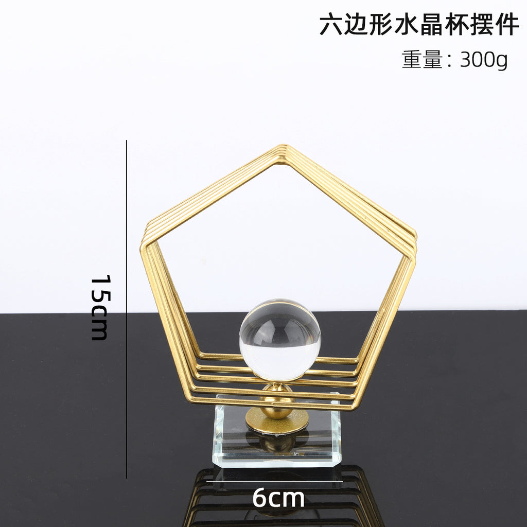 Scandinavian Style Accessible Luxury Golden Iron Leaf Decorations High-End Niche Living Room Tv Cabinet Wine Cabinet Desktop Decorations