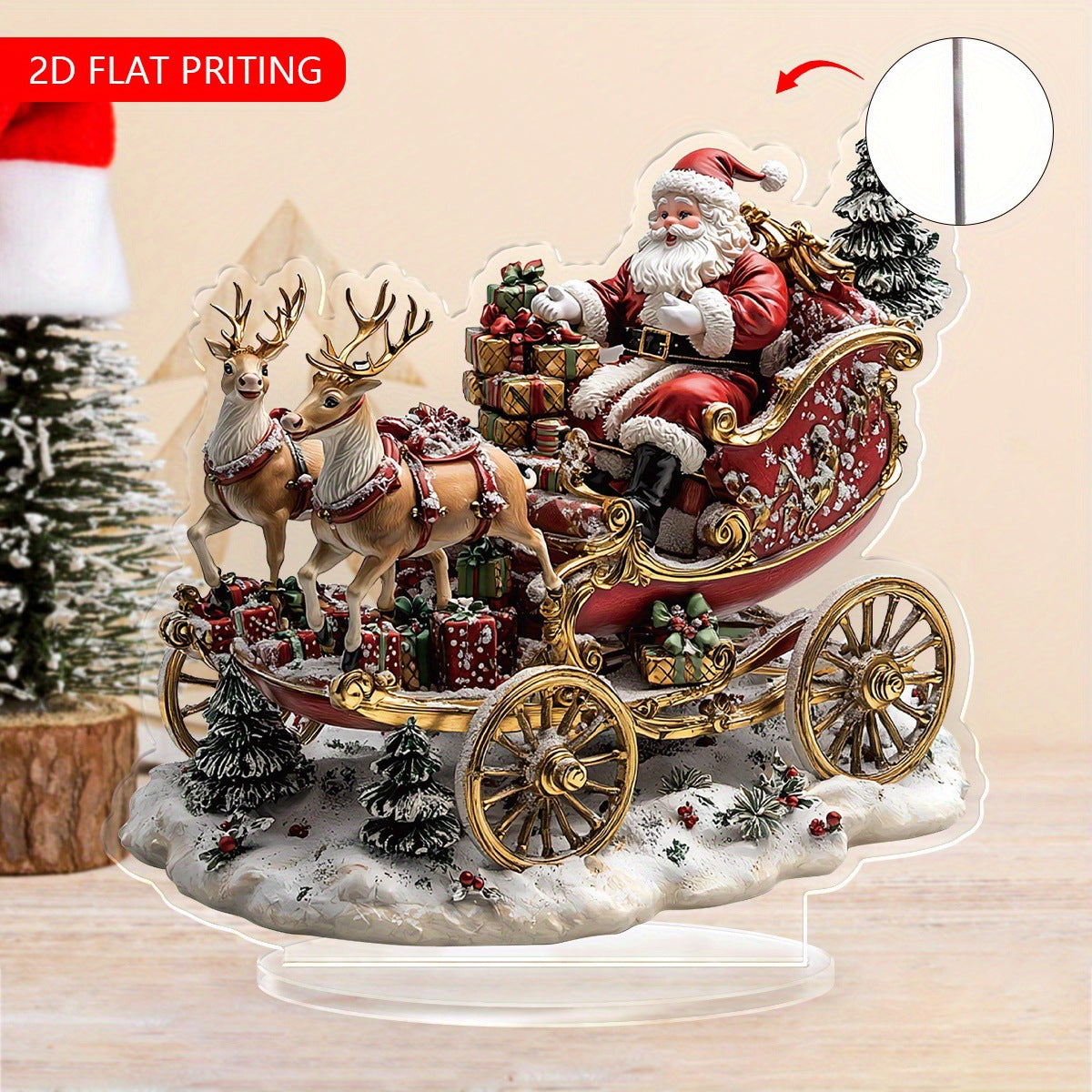 Cross-Border New Product Bohemian Style Santa Claus Reindeer Acrylic Flat Home Desktop Decoration Ornaments